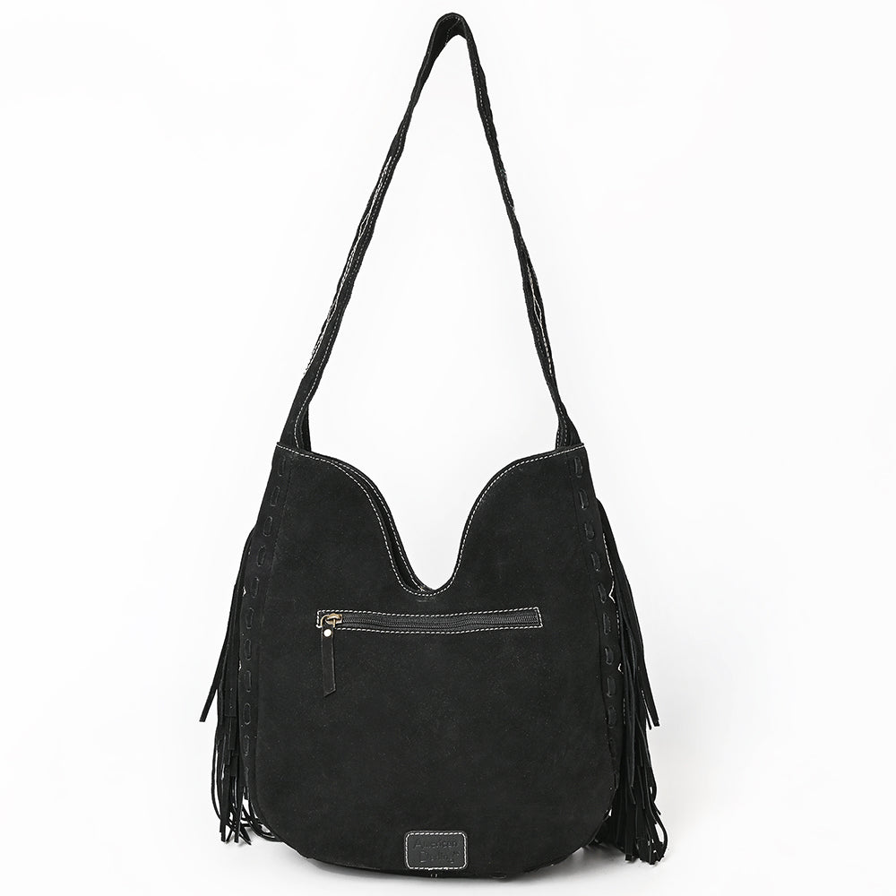 ADBGA734 Genuine suede Fringe Large Crossbody Bag - Western Embroidered Boho Hobo Purse