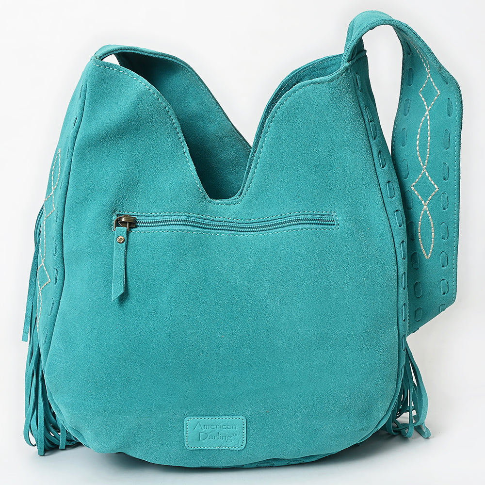 ADBGA734 Genuine suede Fringe Large Crossbody Bag - Western Embroidered Boho Hobo Purse