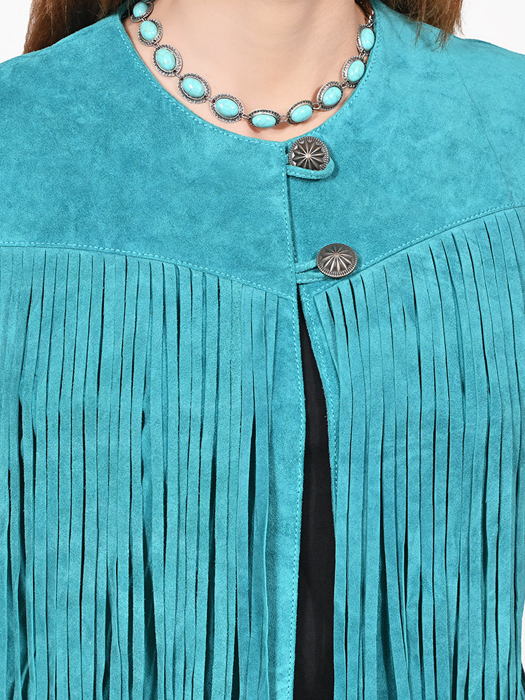 ADJKT065 American Darling Western Leather Fringe Boho Vest