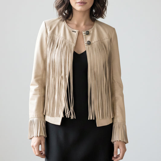 ADJKT067 Genuine Leather Women Shirt Jacket Dress