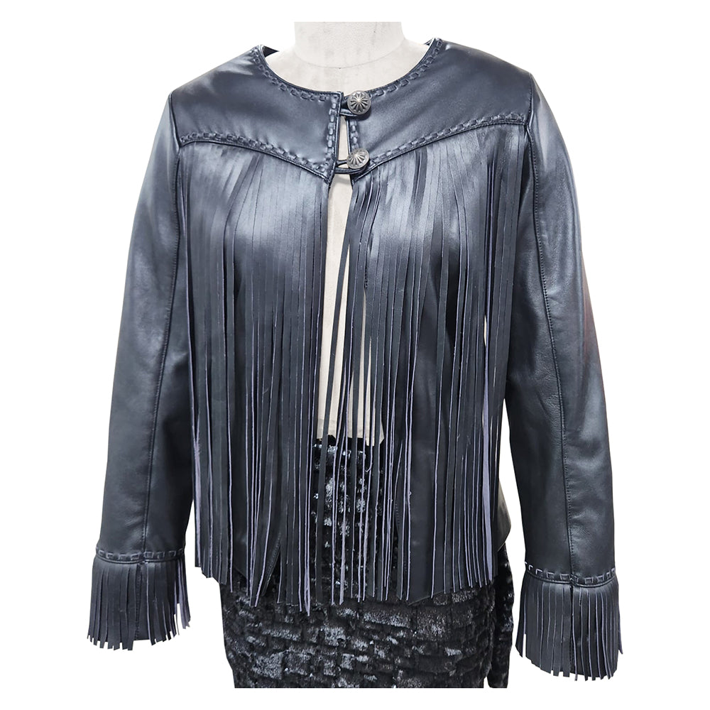 ADJKT068 Genuine Leather Women Shirt Jacket Dress