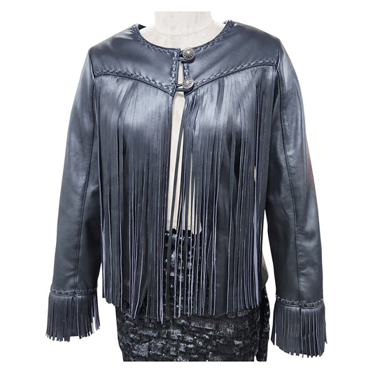 ADJKT068 Genuine Leather Women Shirt Jacket Dress