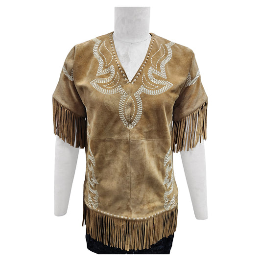 ADSH043 Genuine Leather Women Shirt Jacket Dress