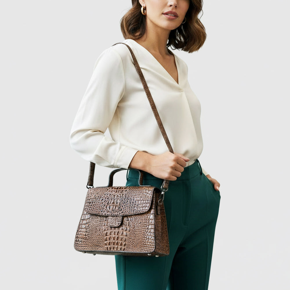 ADBG1729 Crocodile-Embossed Leather Western Crossbody Bag American Darling