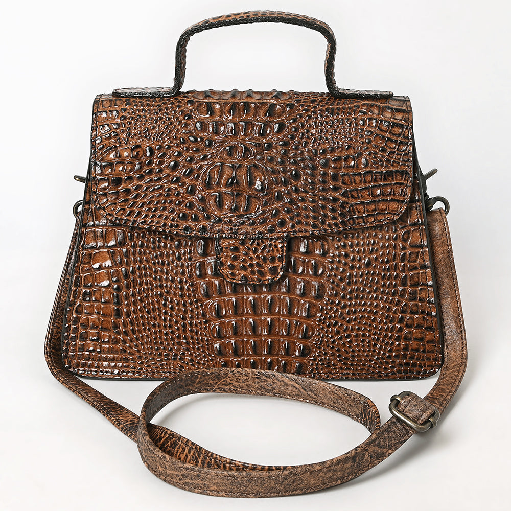 ADBG1729 Crocodile-Embossed Leather Western Crossbody Bag American Darling