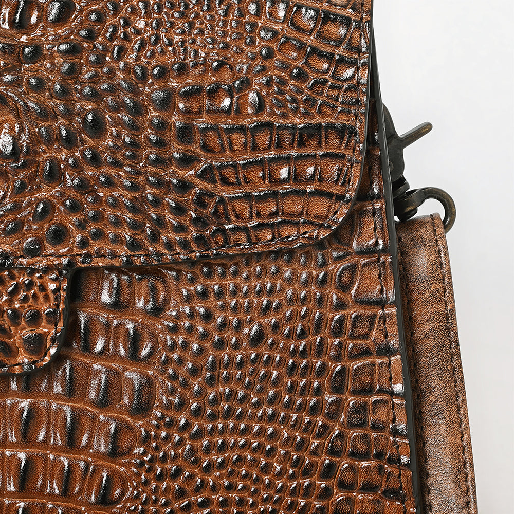 ADBG1729 Crocodile-Embossed Leather Western Crossbody Bag American Darling