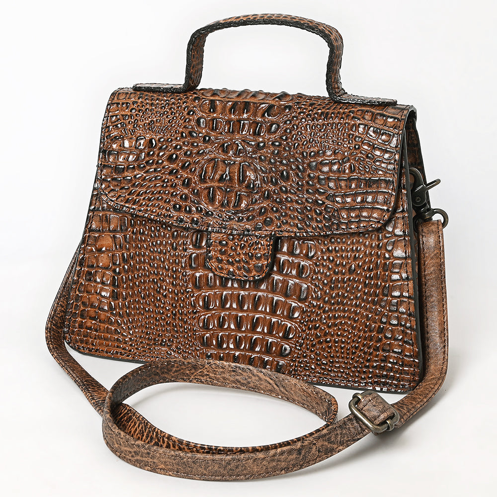 ADBG1729 Crocodile-Embossed Leather Western Crossbody Bag American Darling