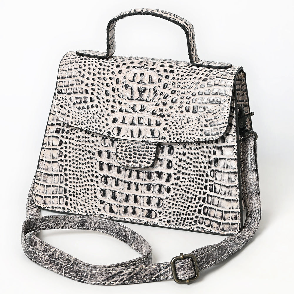 ADBG1729 Crocodile-Embossed Leather Western Crossbody Bag American Darling