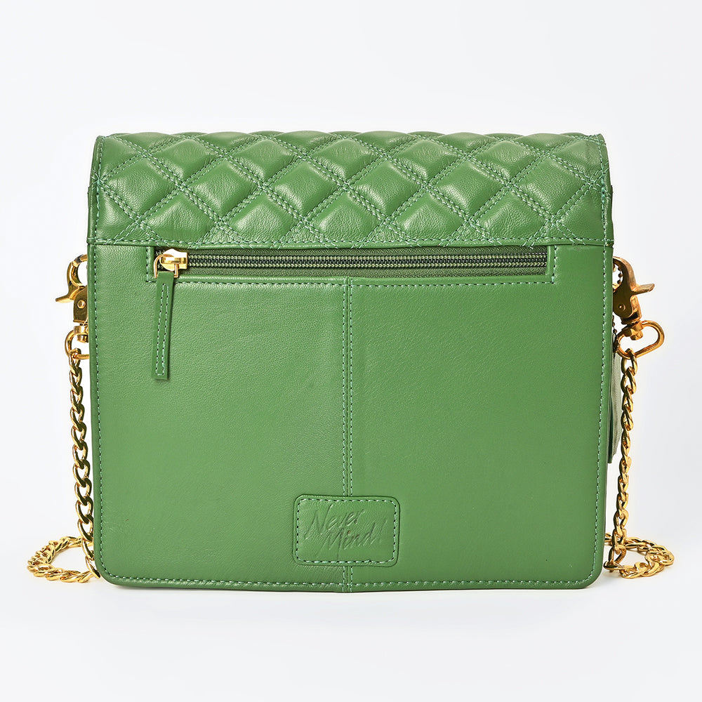 NMBGM187 Never Mind Diamond Quilted Leather Flap Shoulder Bag