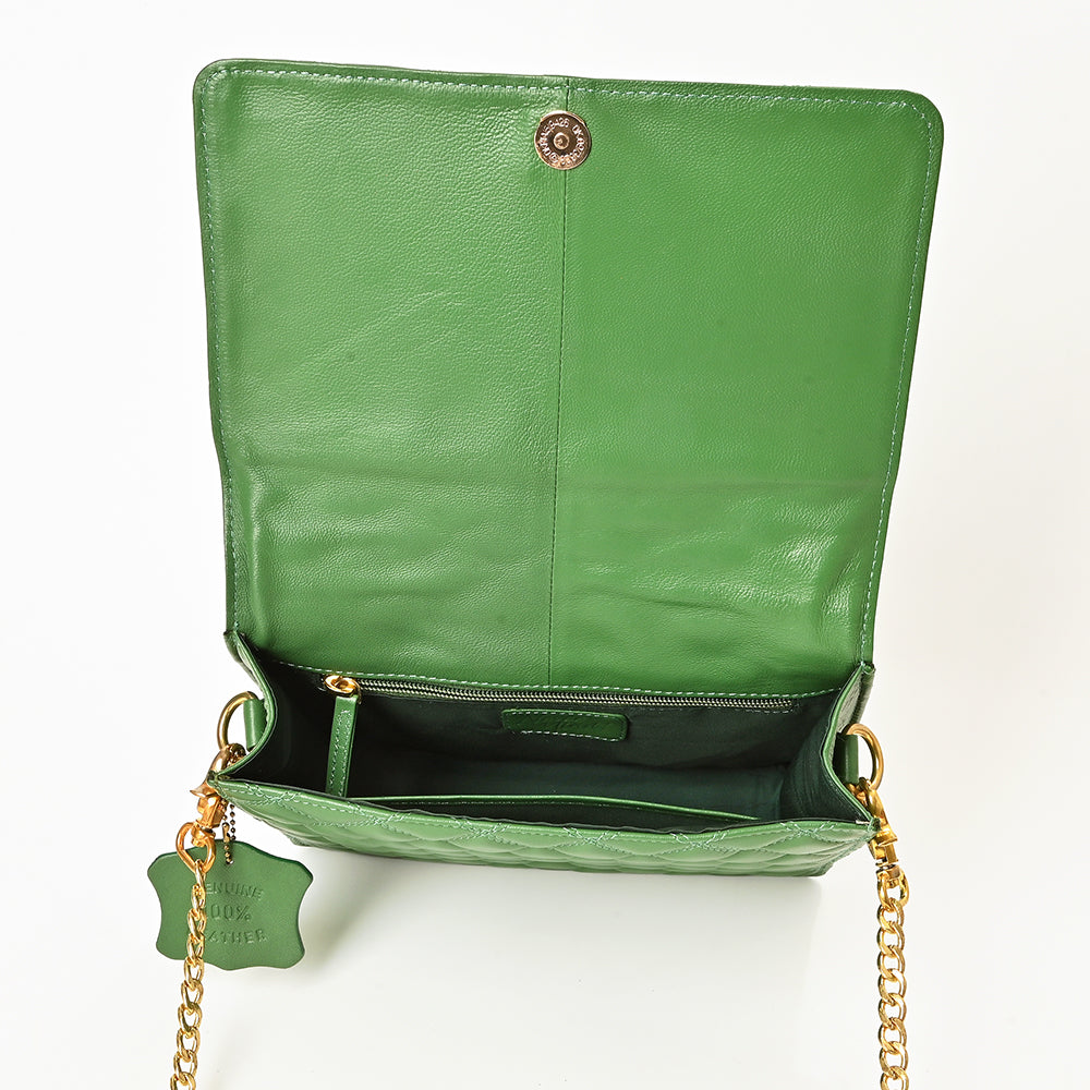 NMBGM187 Never Mind Diamond Quilted Leather Flap Shoulder Bag