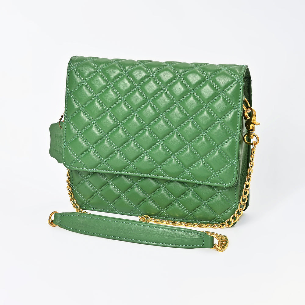 NMBGM187 Never Mind Diamond Quilted Leather Flap Shoulder Bag