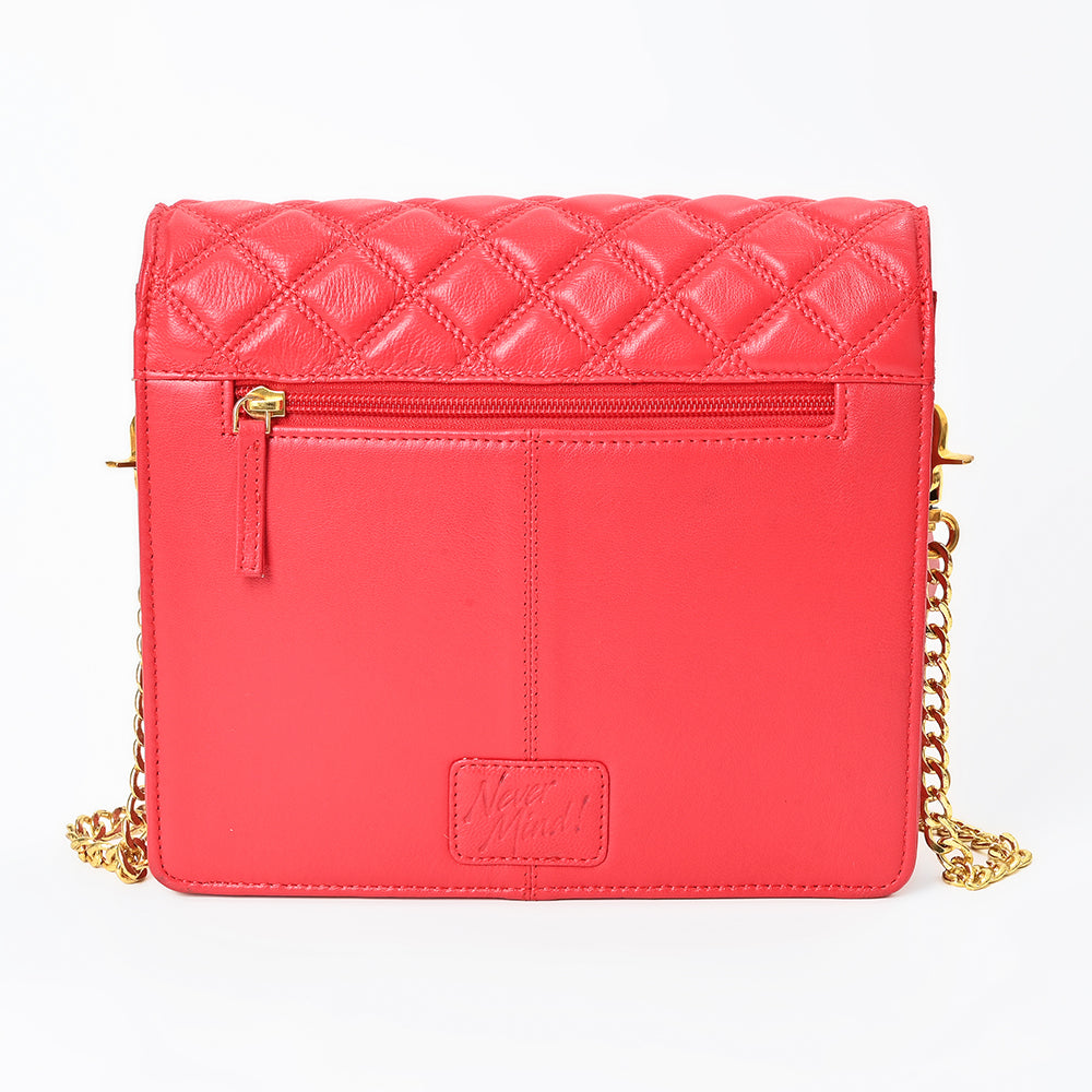 NMBGM187 Never Mind Diamond Quilted Leather Flap Shoulder Bag