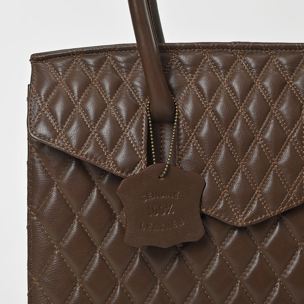 NMBGM189 American Darling Quilted Genuine Leather Satchel Tote