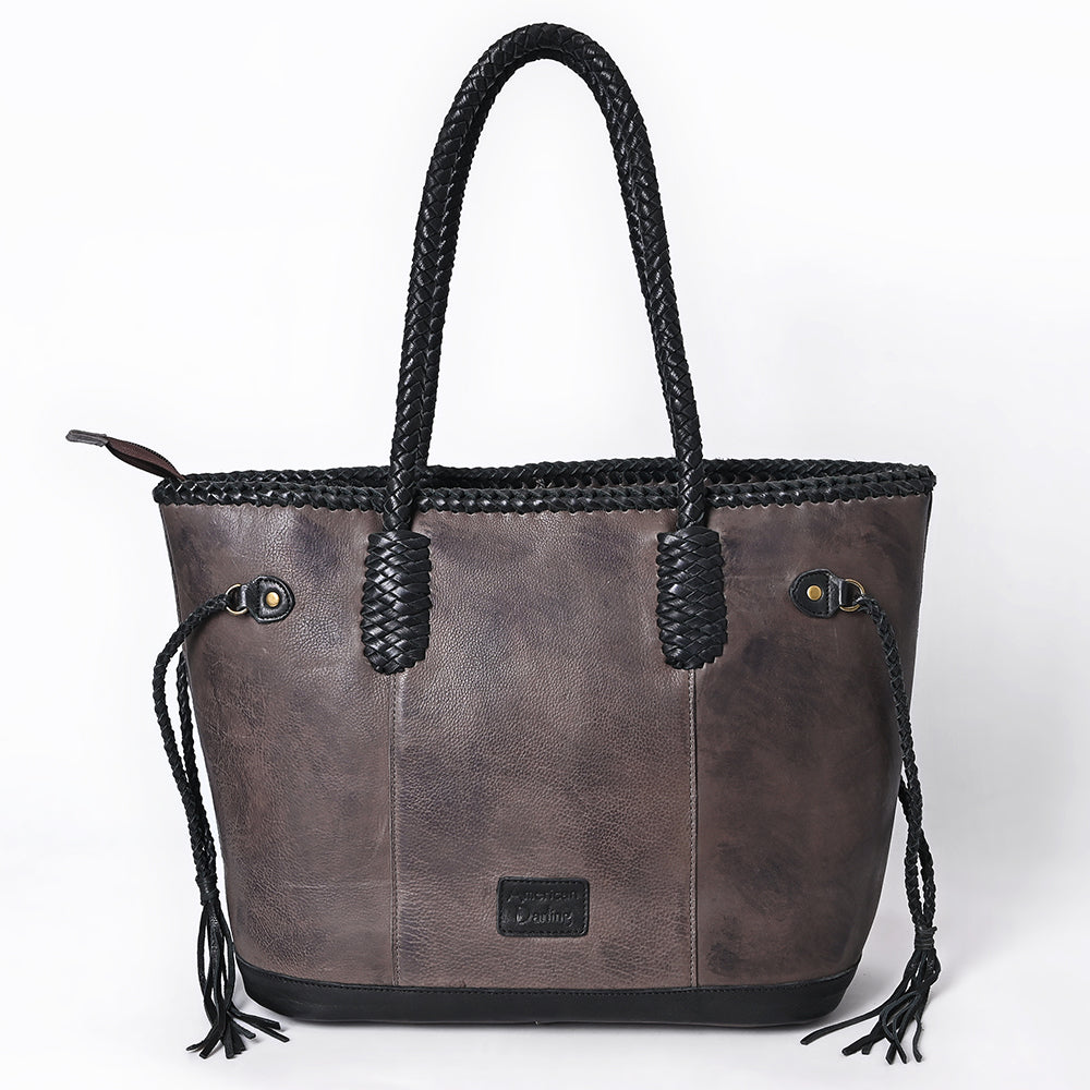 ADBGM328 Handmade Leather Crossbody Bag with Braided Edges - Western Compact Purse