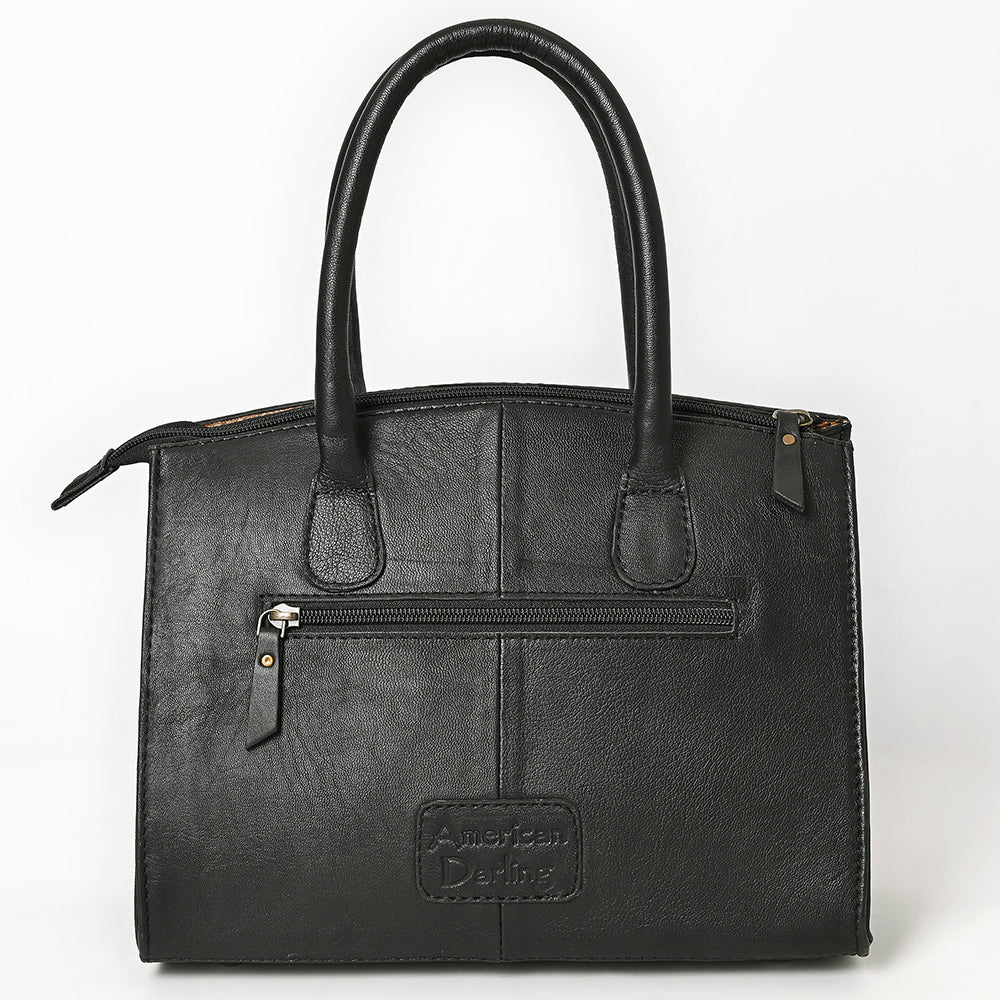 ADBG1733 American Darling Western Leather Tote Bag with Hand Tooled Floral Carving & Buck Stitched Detail