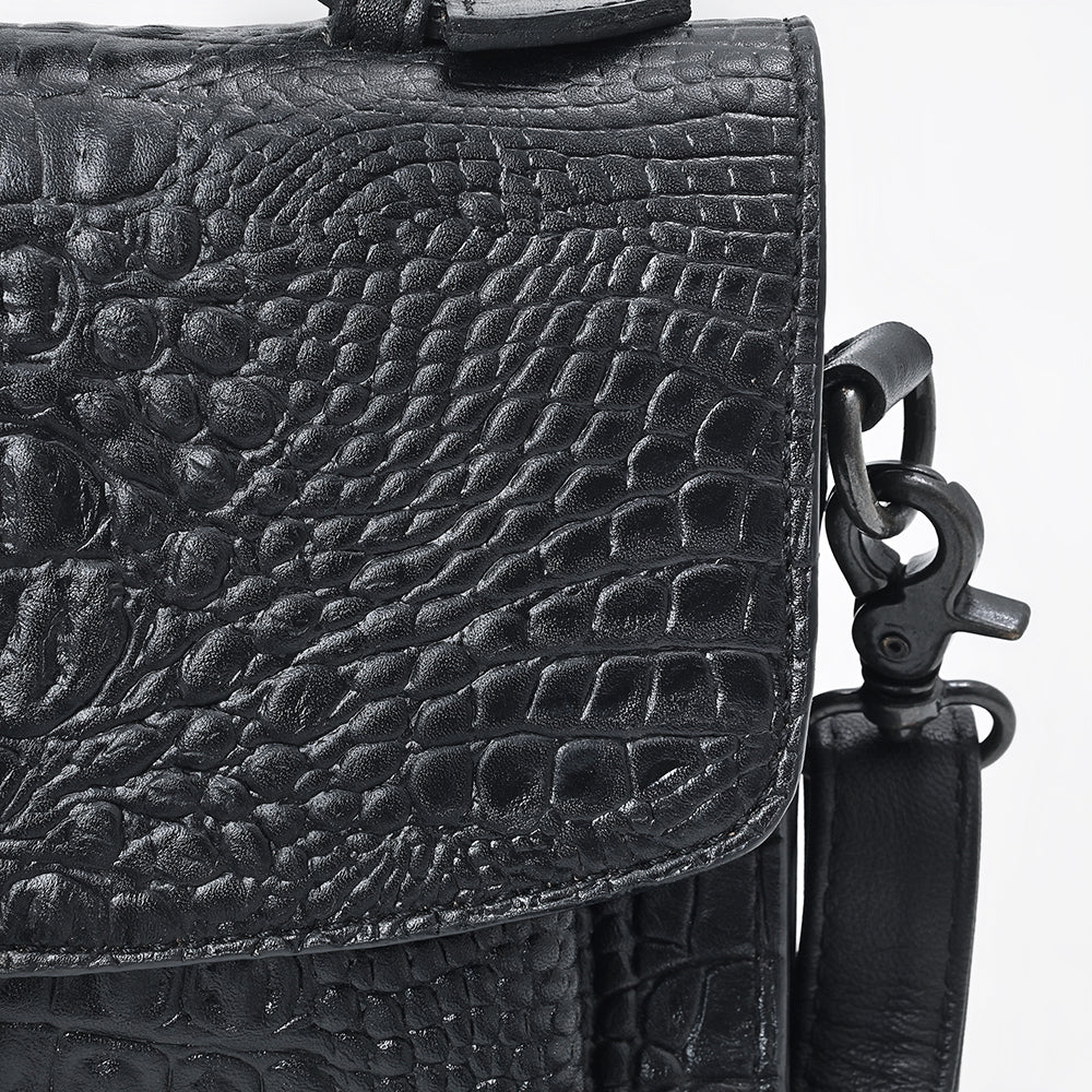 ADBG1735 American Darling Western Small Cross body Bag in Crocodile Embossed Full Grain Leather