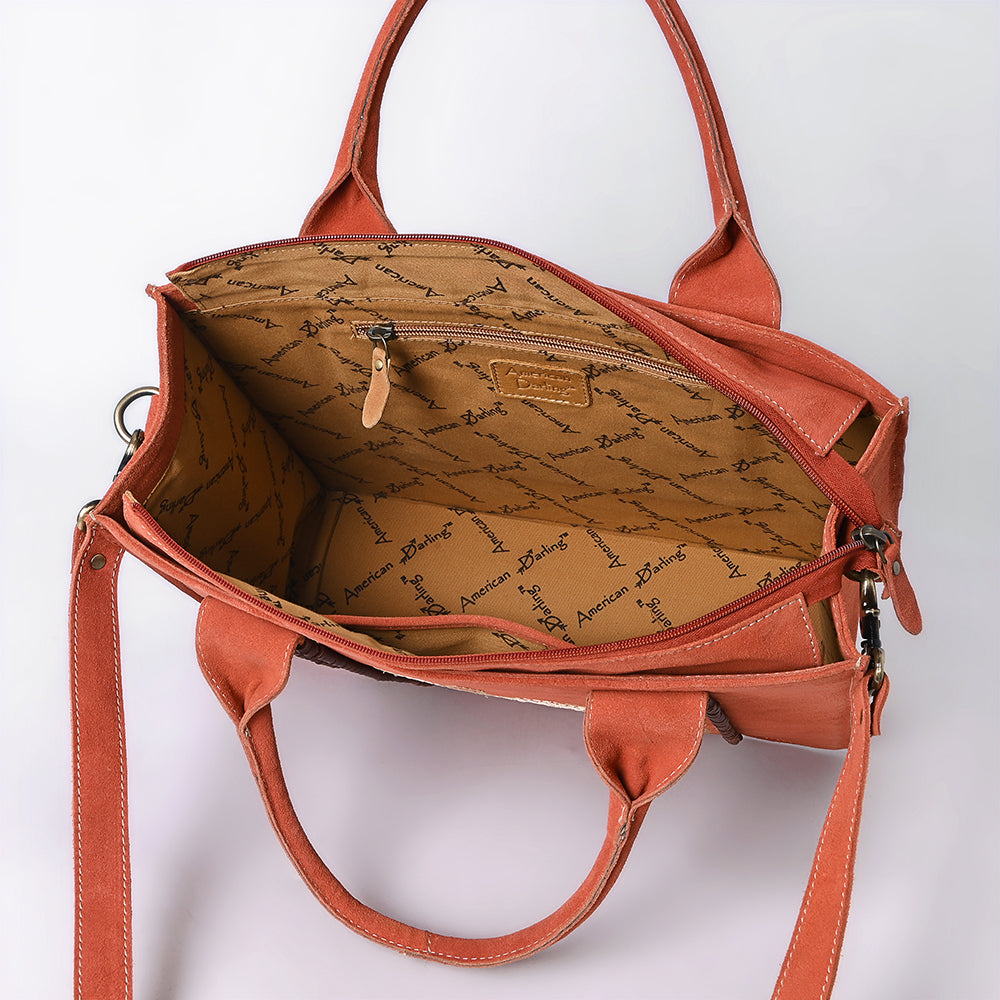 ADBGA607 Western Tote Bag-Genuine Leather with Hand-Stitched Detailing