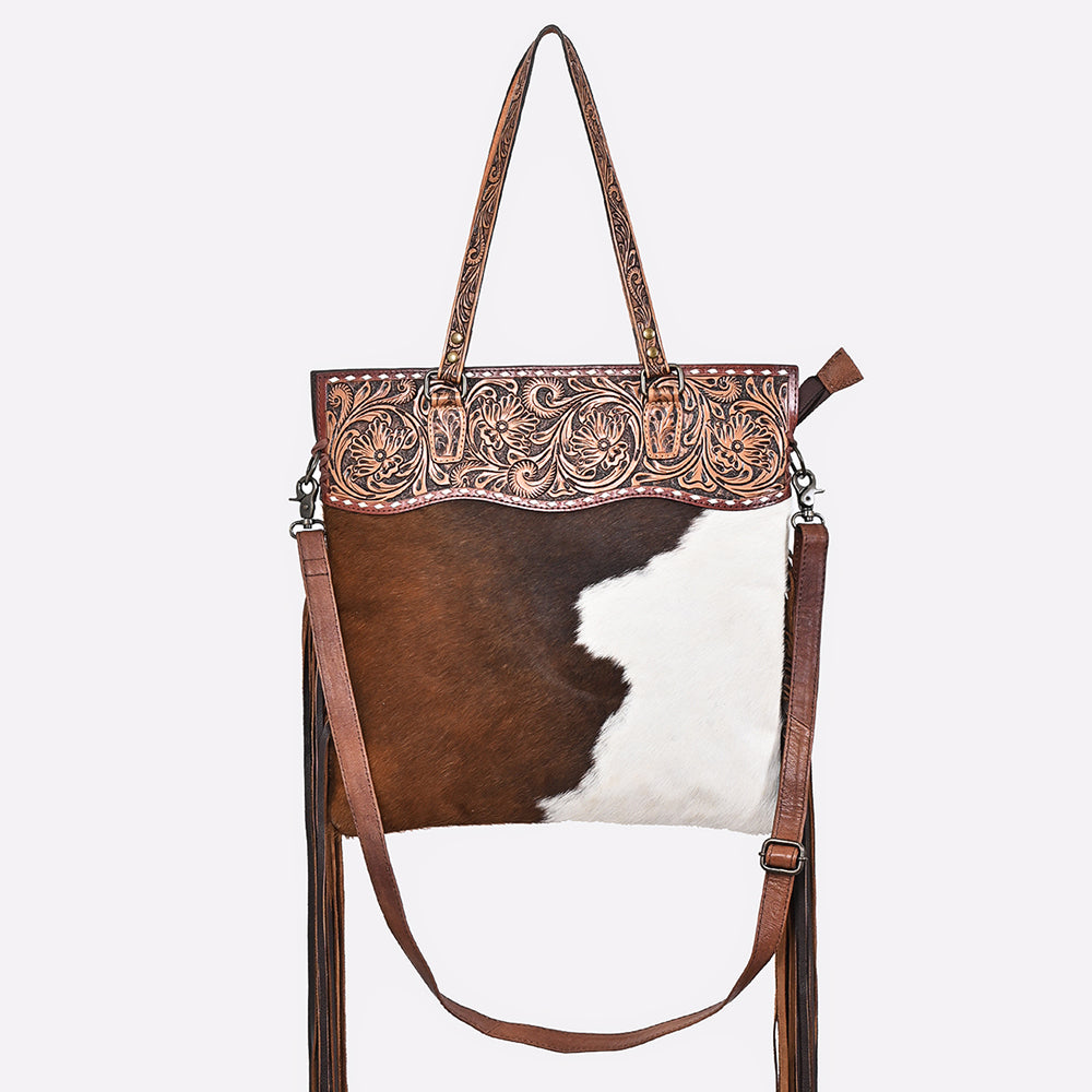 ADBG1748 Tote Hair On Hand Tooled Genuine Leather Women Bag