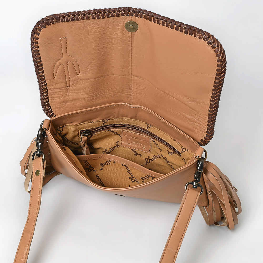 ADBGM720 Western Applique Fringe Clutch - Multicolor Desert Scene Crossbody Bag with Teepee & Cowboy Design