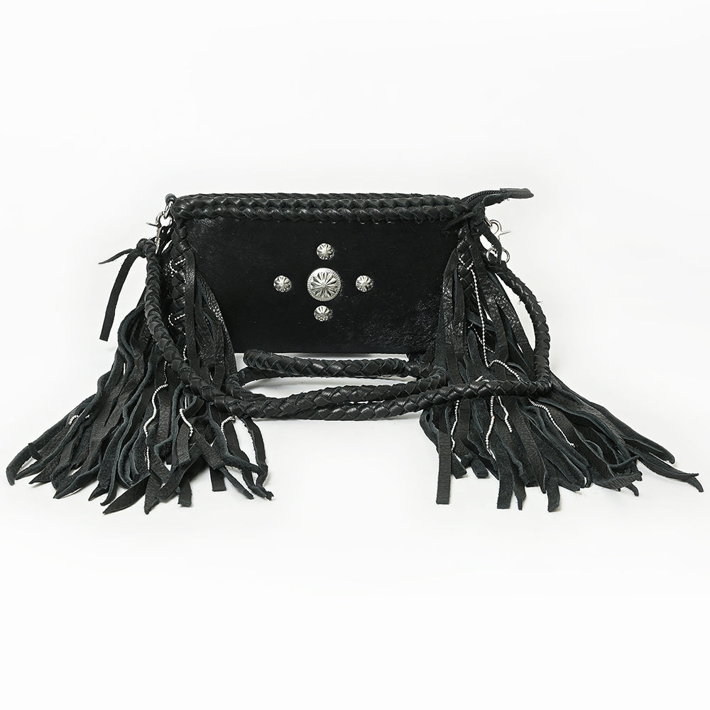 ADBGM277 Mini Fringe Crossbody - Braided Leather & Turquoise Concho