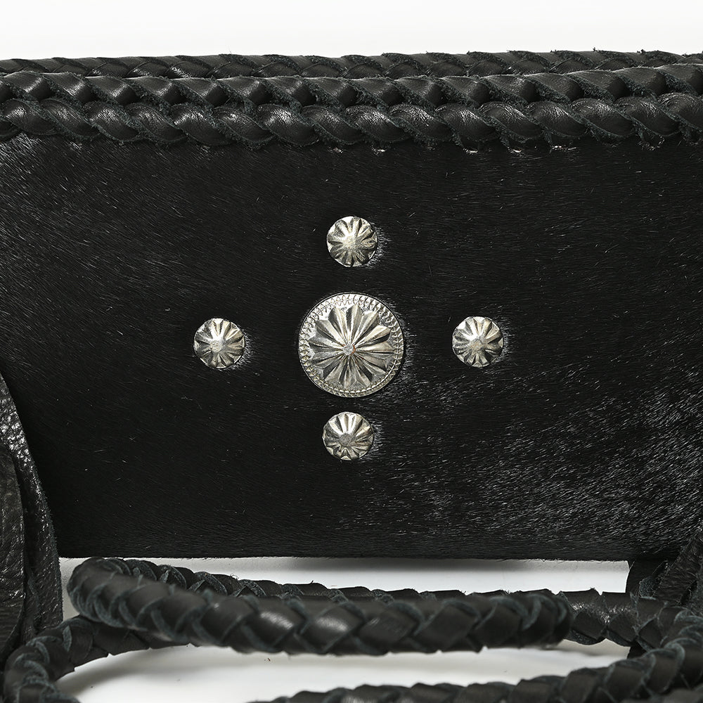 ADBGM277 Mini Fringe Crossbody - Braided Leather & Turquoise Concho