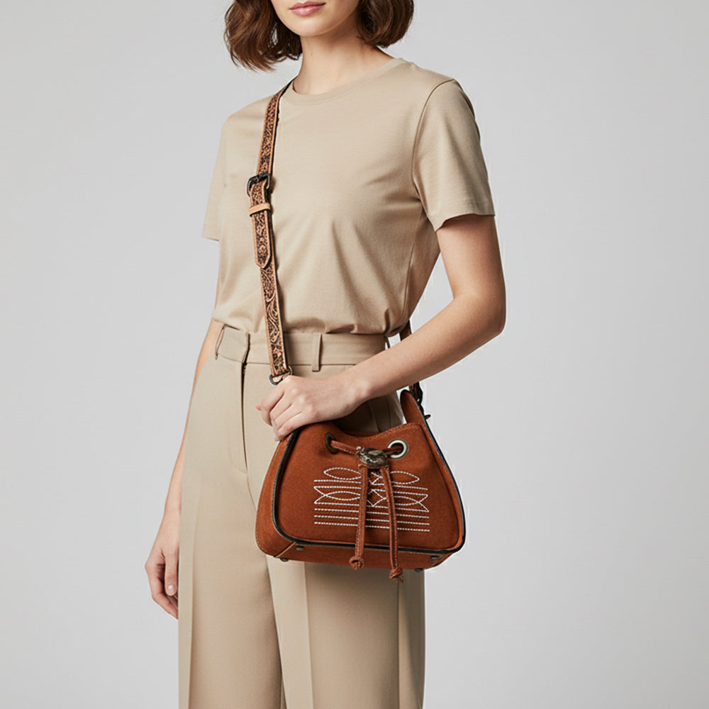 ADBG1749 Hobo Genuine suede Leather Genuine Leather women bag western Bag