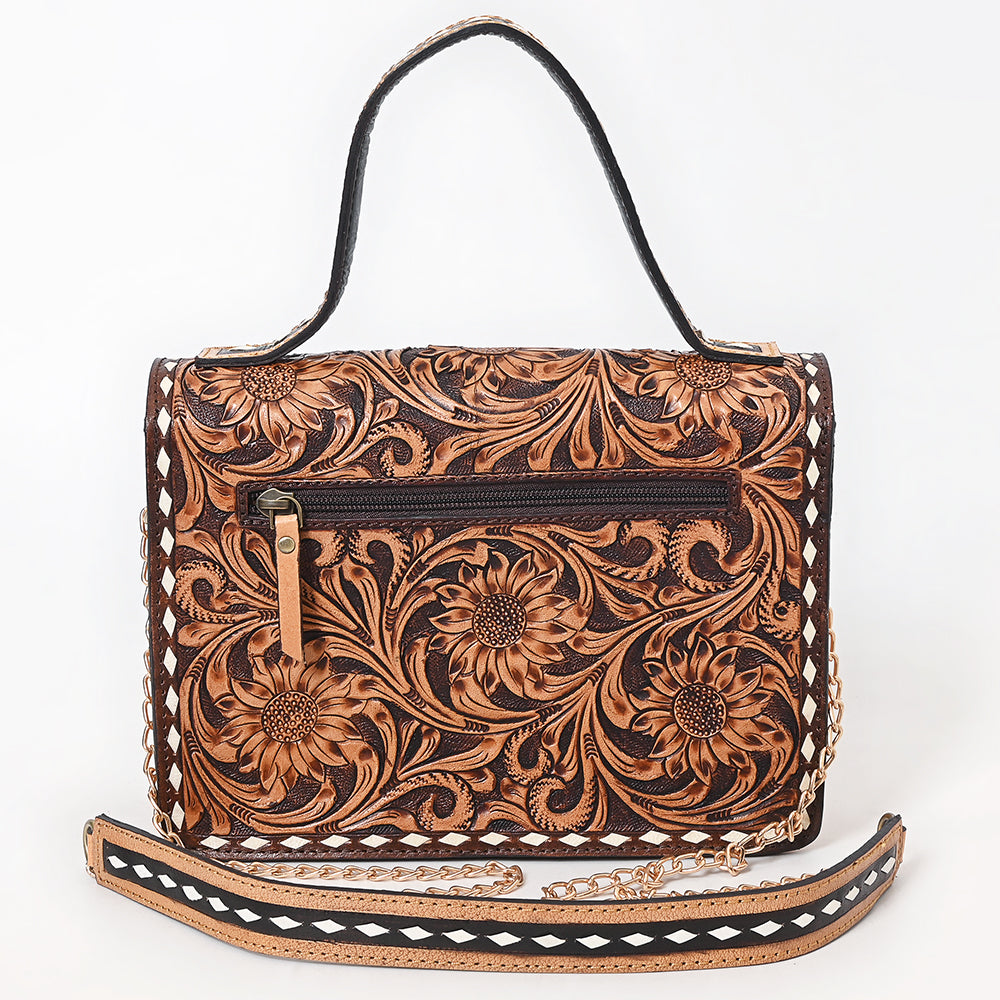 ADBGA822 American Darling Hand Tooled Genuine Leather Messenger Bag Buck Stitched