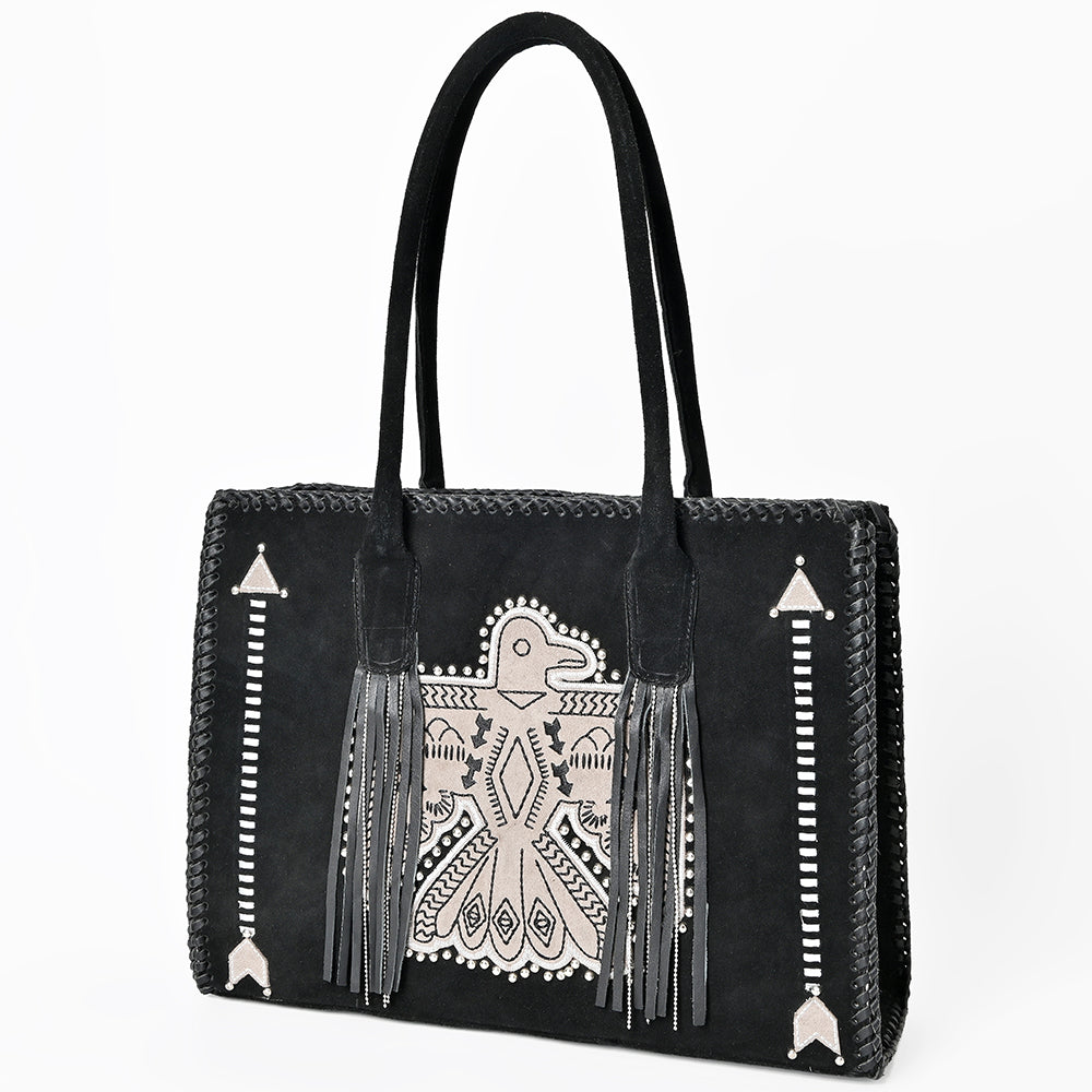ADBGA823 American Darling Handcrafted Braided Leather Tote Bag with Fringes
