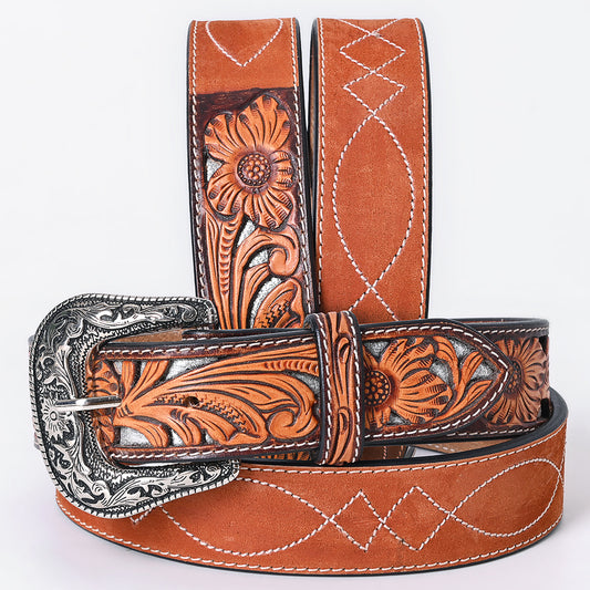 ADBLF349 Hand Tooled Genuine suede American Leather Belt Men and Women