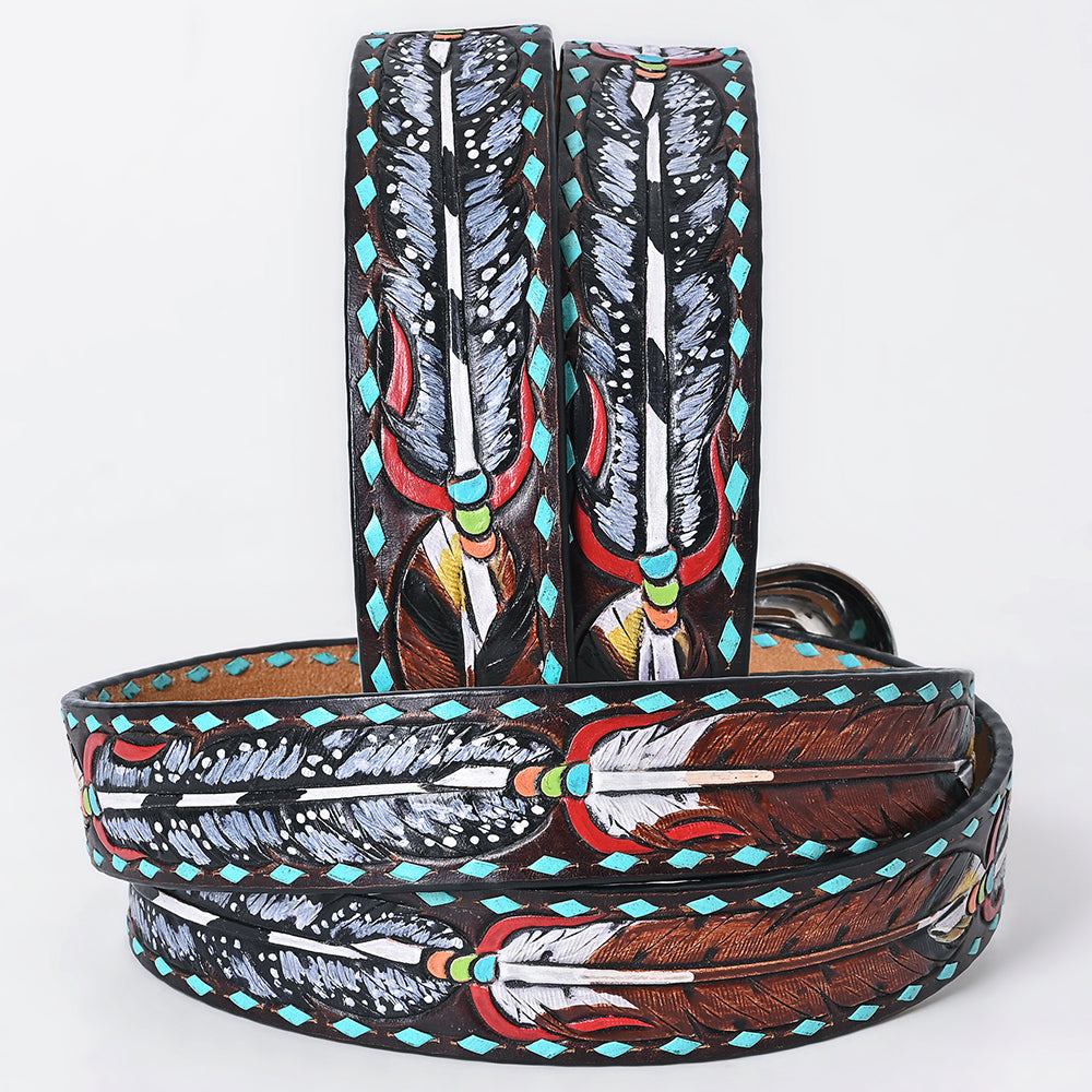 ADBLF351 Beautifully Hand Tooled Genuine American Leather Belt Men and Women