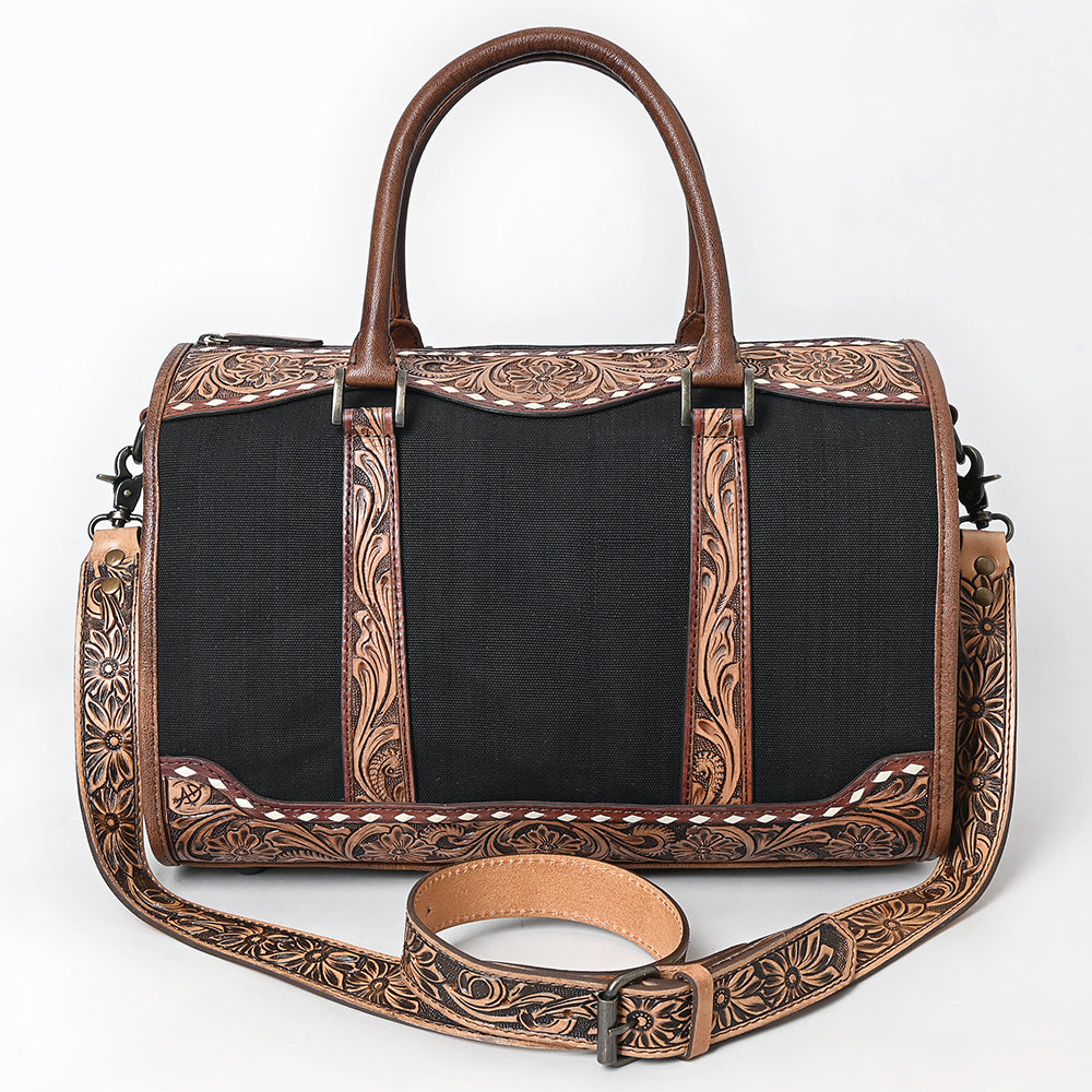ADBG1765 Hand-Tooled Western Leather Duffel Bag Floral Cowhide Travel Satchel by American Darling