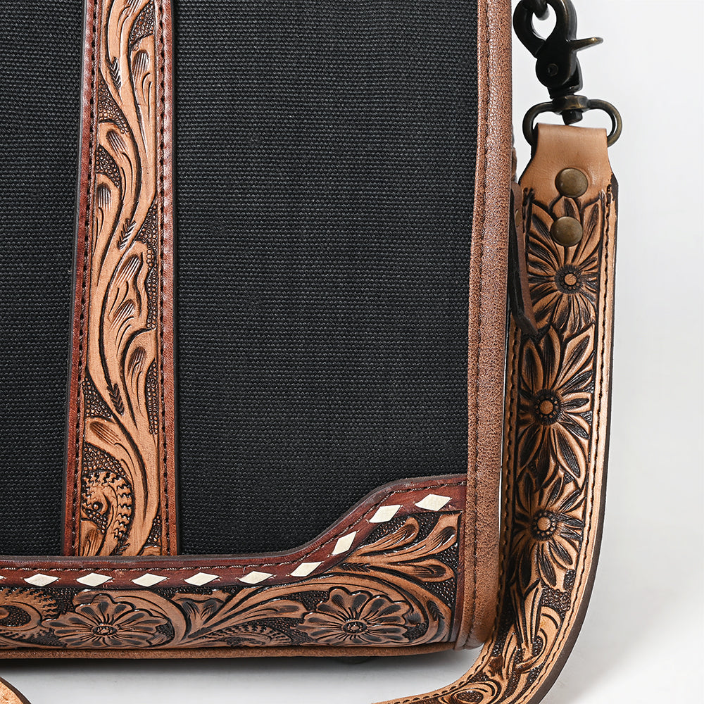 ADBG1765 Hand-Tooled Western Leather Duffel Bag Floral Cowhide Travel Satchel by American Darling