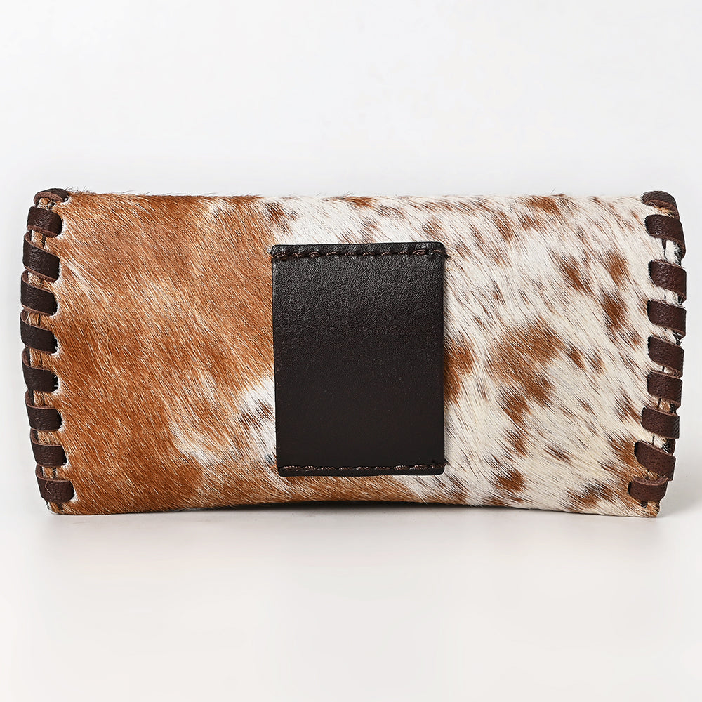 ADBG1775 Hair-On Cowhide Leather Sunglass Case Western Braided Genuine Leather Pouch