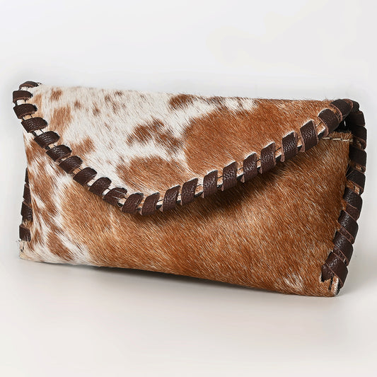 ADBG1775 Hair-On Cowhide Leather Sunglass Case Western Braided Genuine Leather Pouch