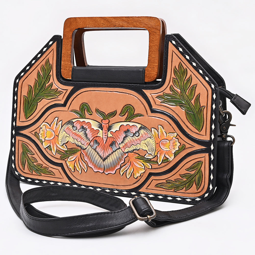ADBG1776 American Darling Hand-Tooled Floral Cross body Bag - Handcrafted Western Leather Purse