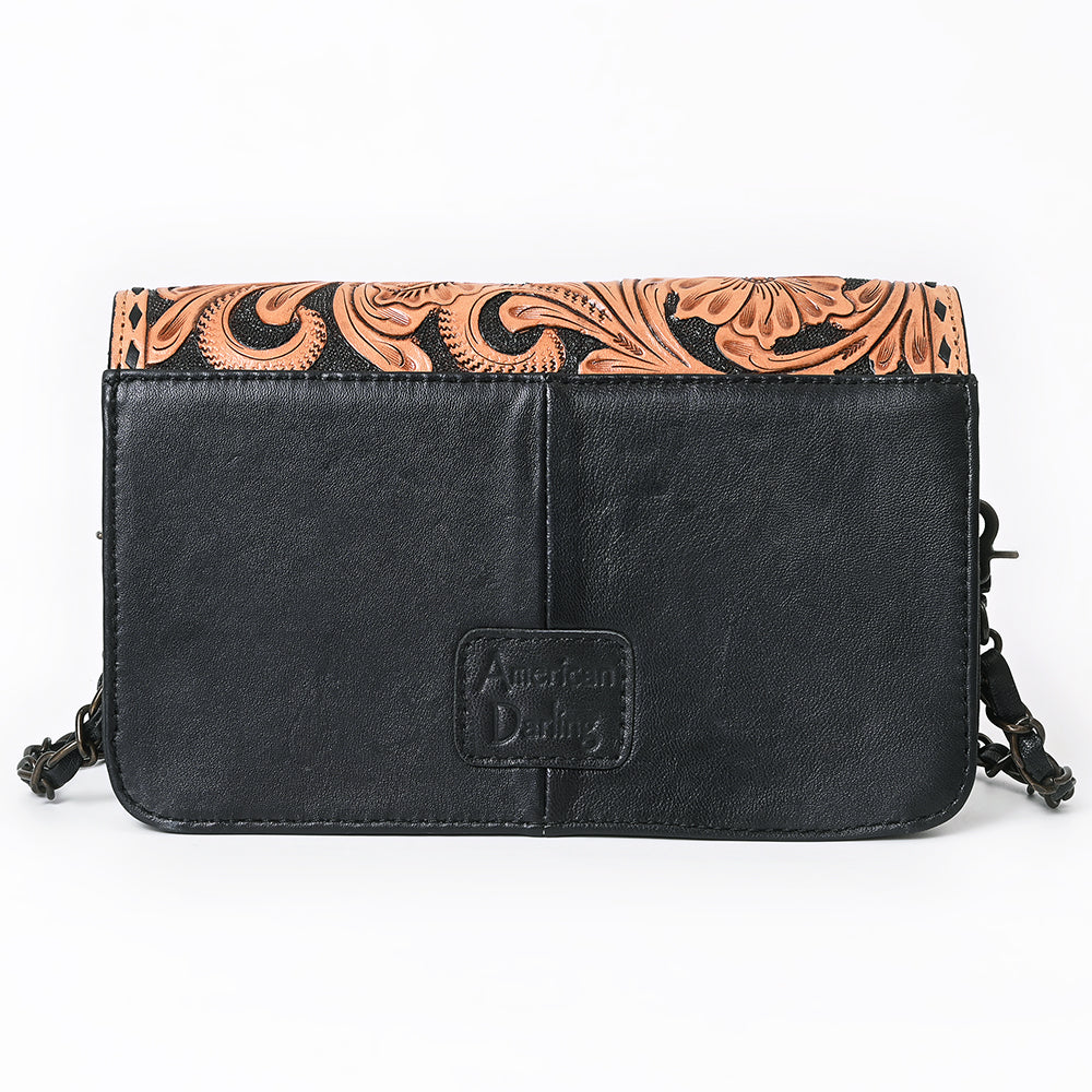 ADBG1781 American Darling Hand-Tooled Floral Wallet Bag - Quilted Western Leather Crossbody