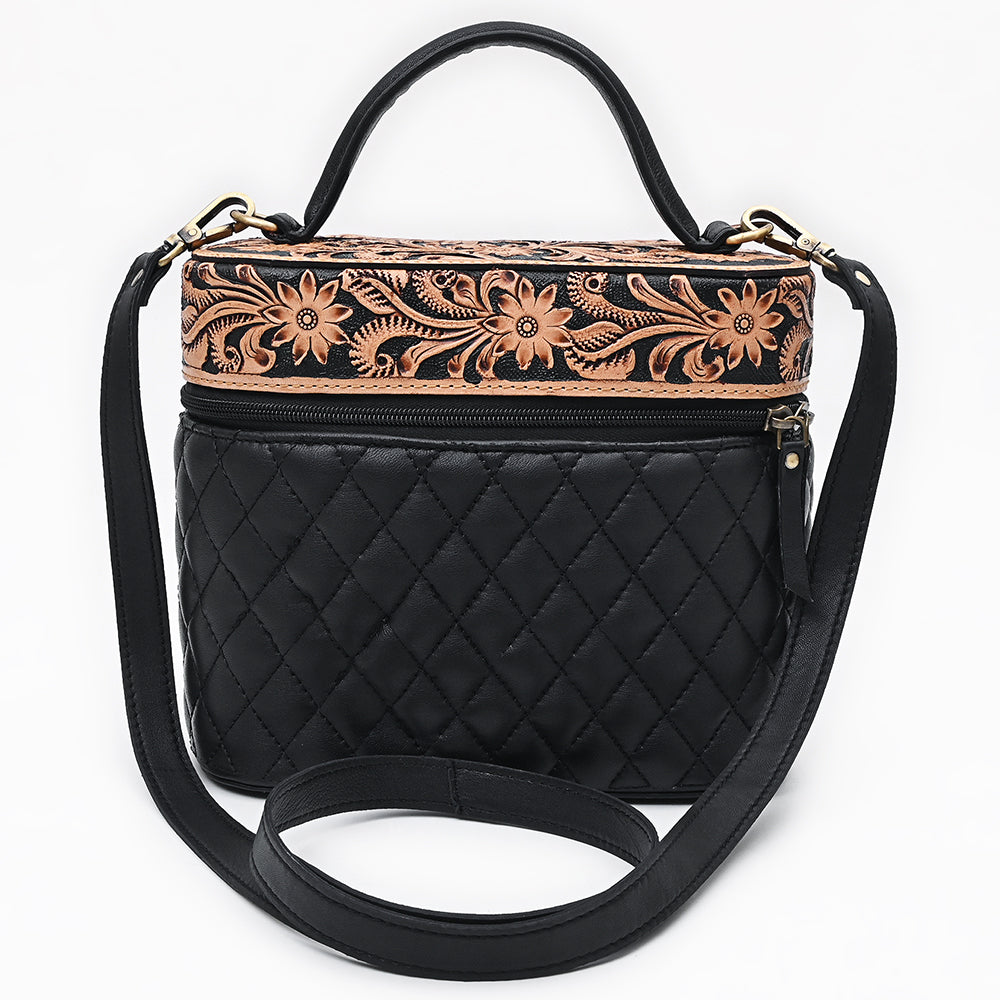 ADBGA845 American Darling Hand Tooled Floral Quilted Leather Cross body Bag