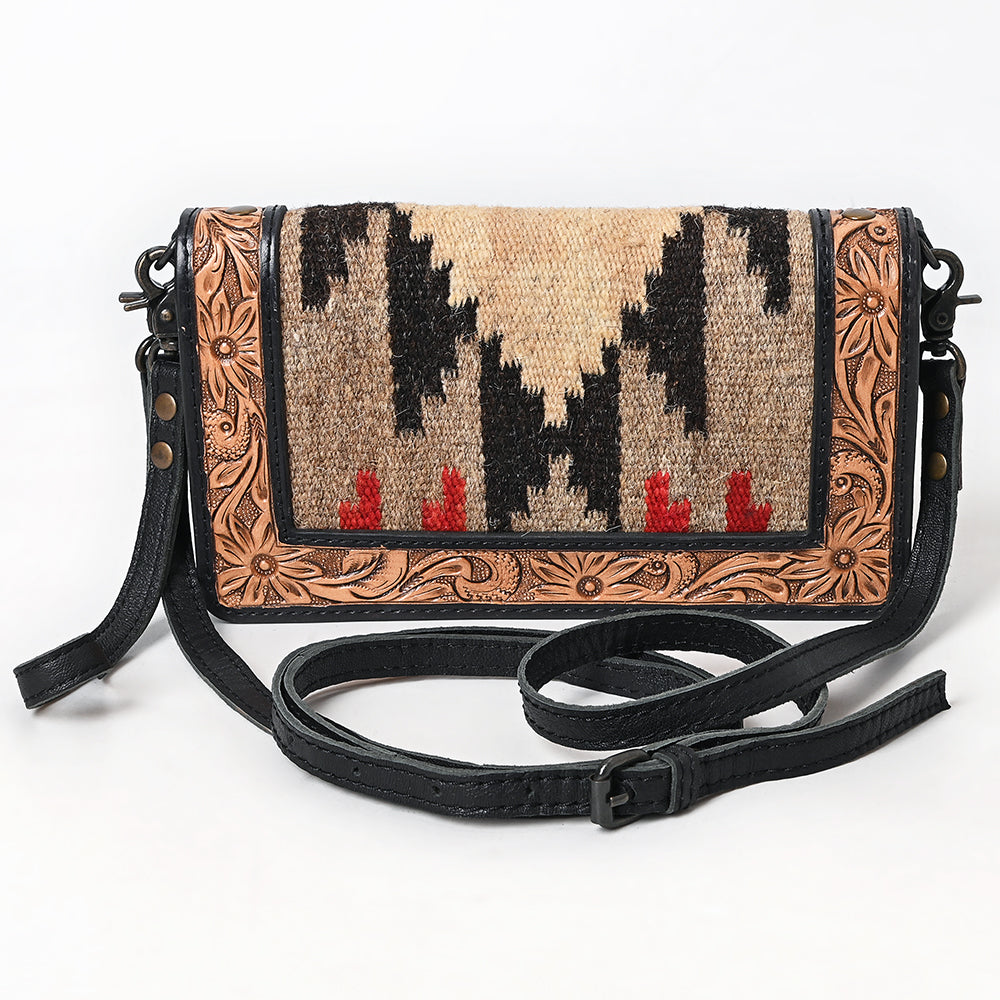ADBG1784 American Darling Hand Tooled Floral Organiser Bag - Hand Woven Saddle Blanket Western Leather