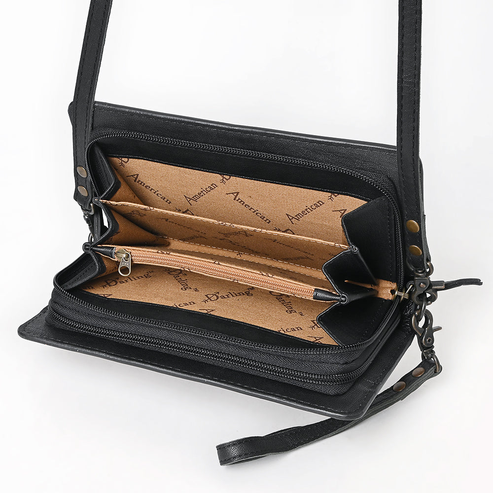 ADBG1784 American Darling Hand Tooled Floral Organiser Bag - Hand Woven Saddle Blanket Western Leather