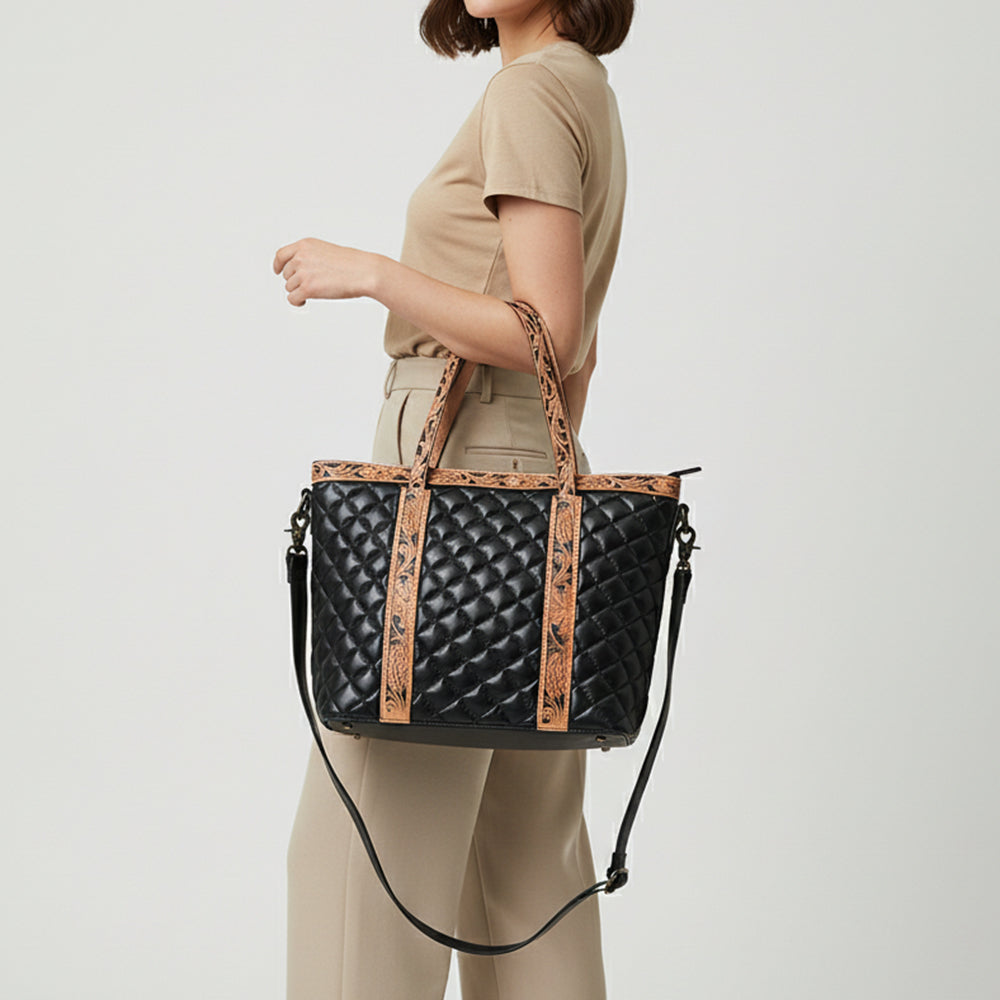 ADBG1793 Tote  Hand tooled Leather Genuine Leather women bag western Bag