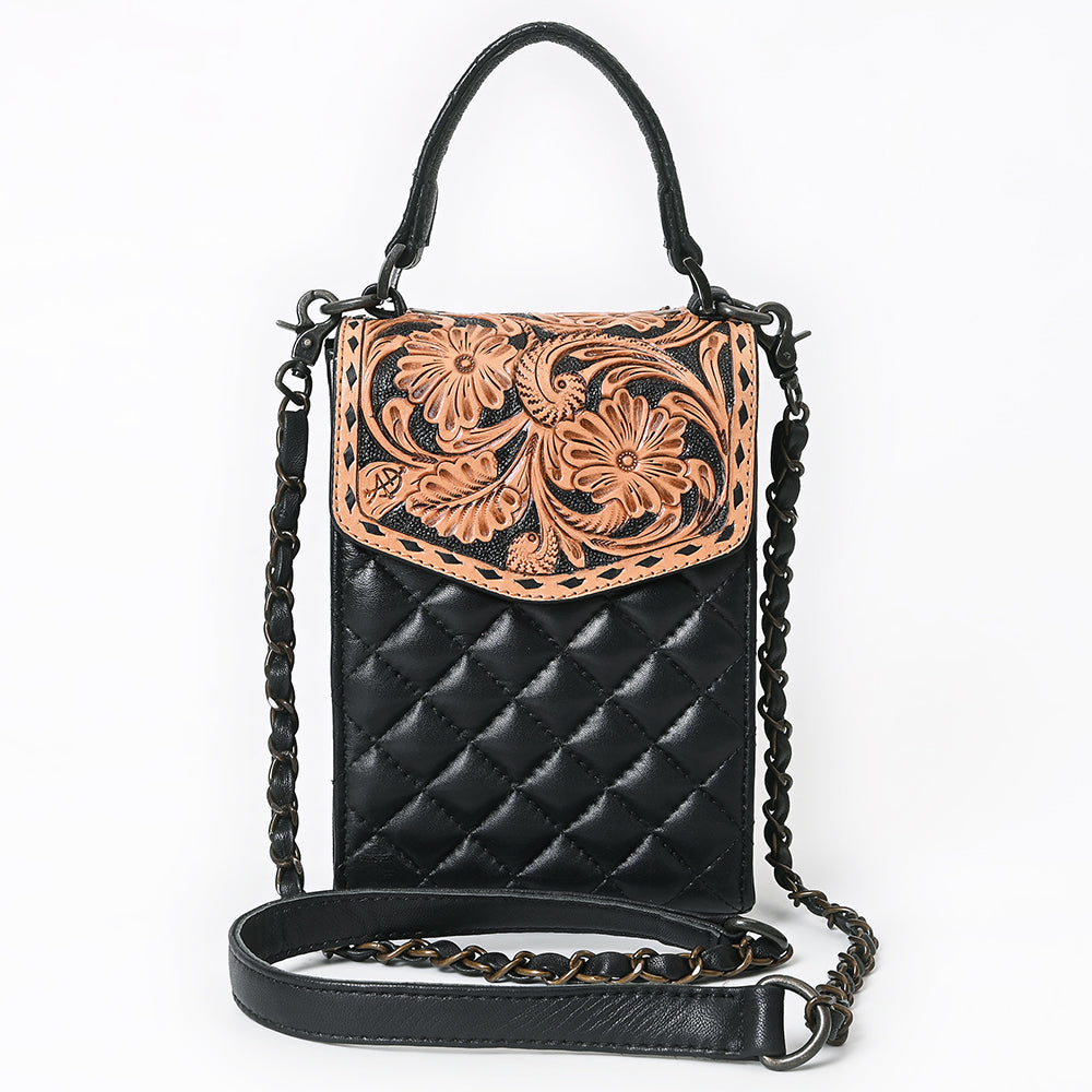 ADBG1794 American Darling Hand Tooled Floral Cell Phone Case - Quilted Western Leather Purse