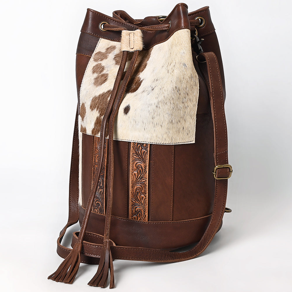 ADBGM754 Bucket Hand tooled Hair-On Genuine Western Leather Women Bag