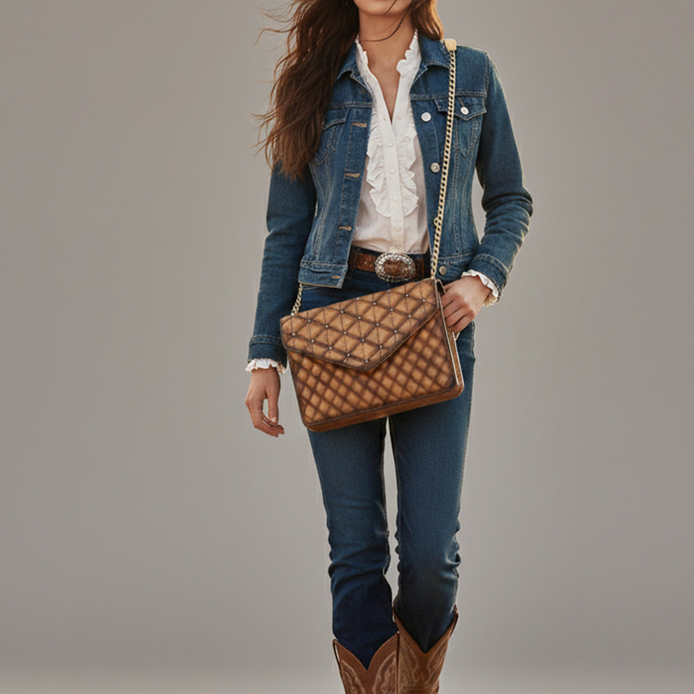 ADBGM766 Envelope Genuine Leather women bag western Bag