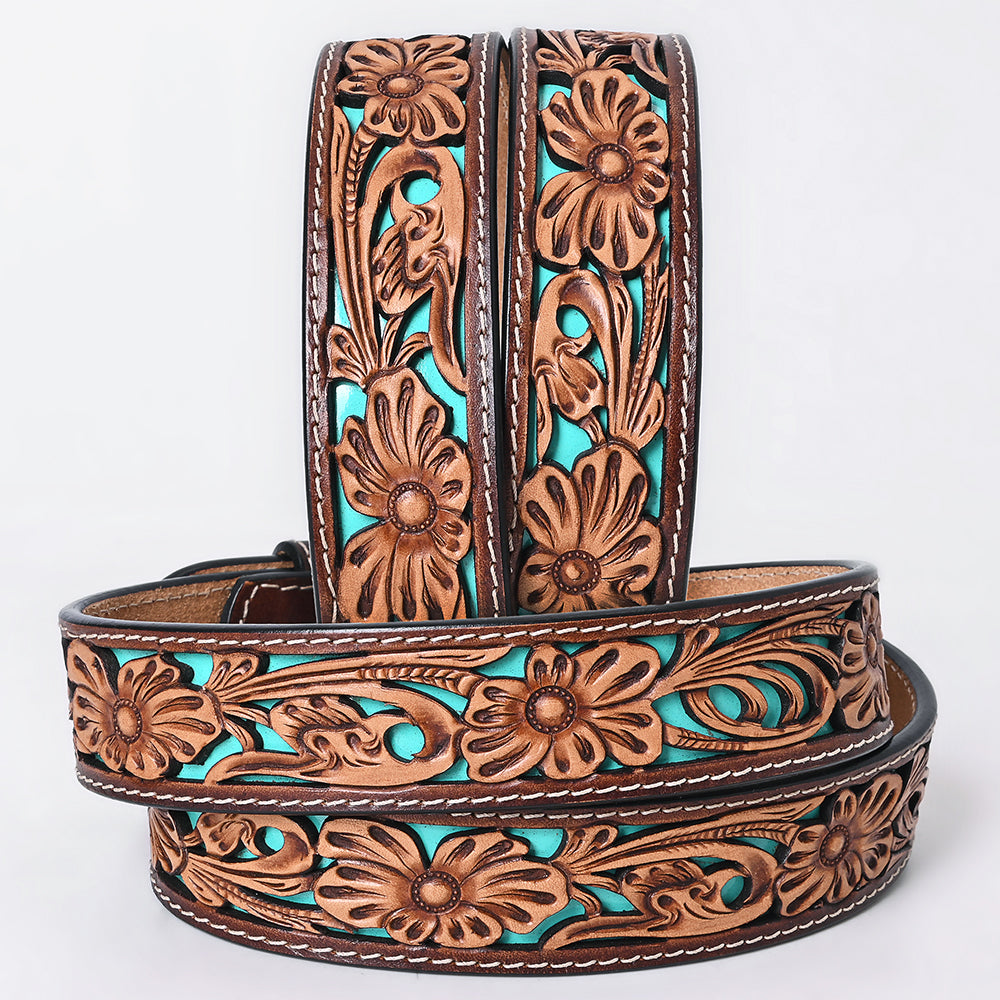 ADBLF355 Beautifully Hand Tooled Genuine American Leather Belt Men and Women