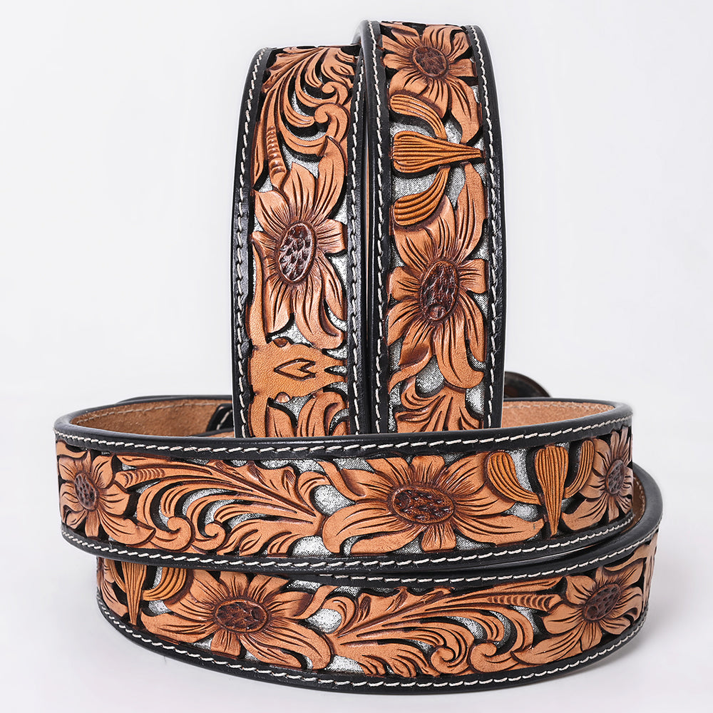 ADBLF356 Beautifully Hand Tooled Genuine American Leather Belt Men and Women
