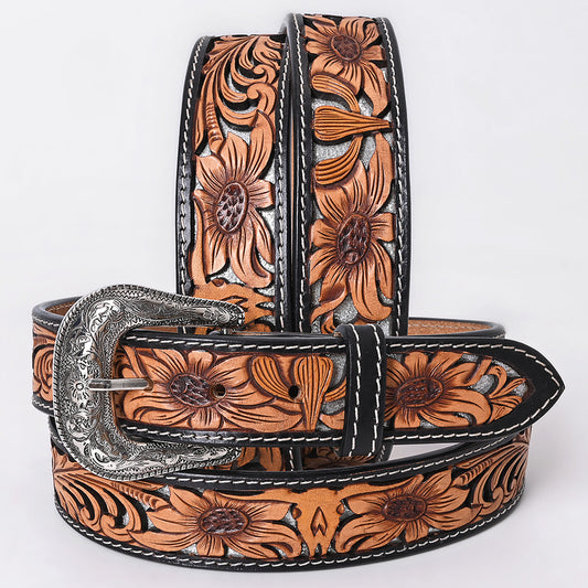 ADBLF356 Beautifully Hand Tooled Genuine American Leather Belt Men and Women