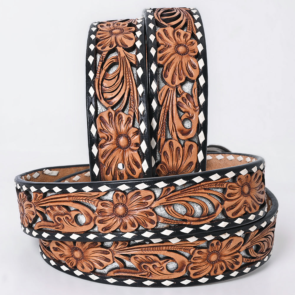 ADBLF357 Beautifully Hand Tooled Genuine American Leather Belt Men and Women
