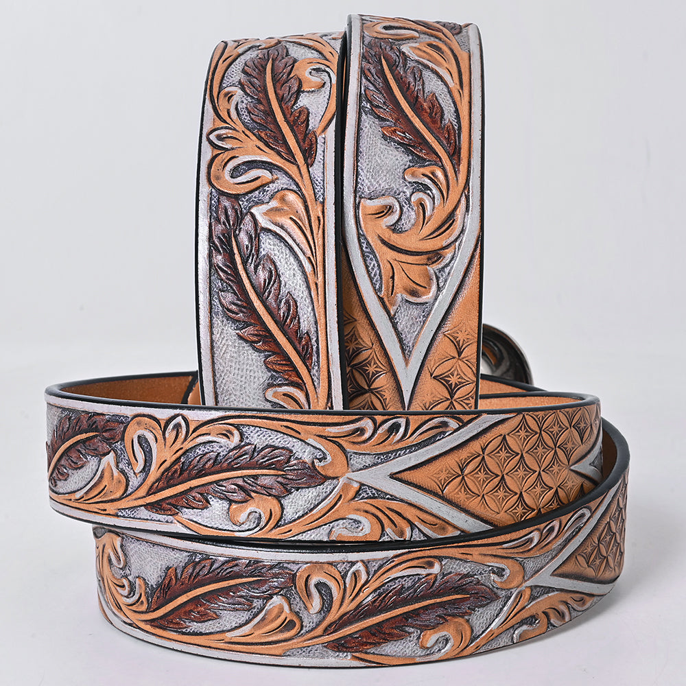 ADBLF358 Beautifully Hand Tooled Genuine American Leather Belt Men and Women