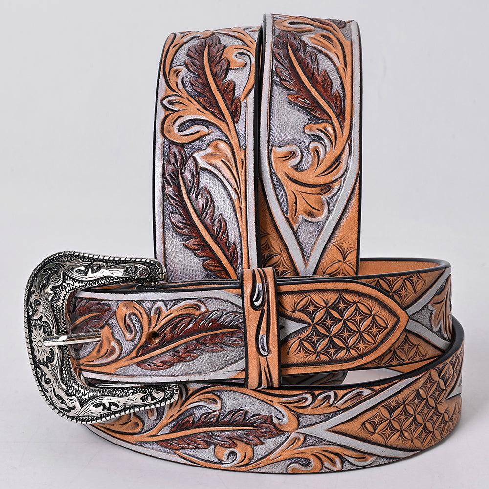 ADBLF358 Beautifully Hand Tooled Genuine American Leather Belt Men and Women