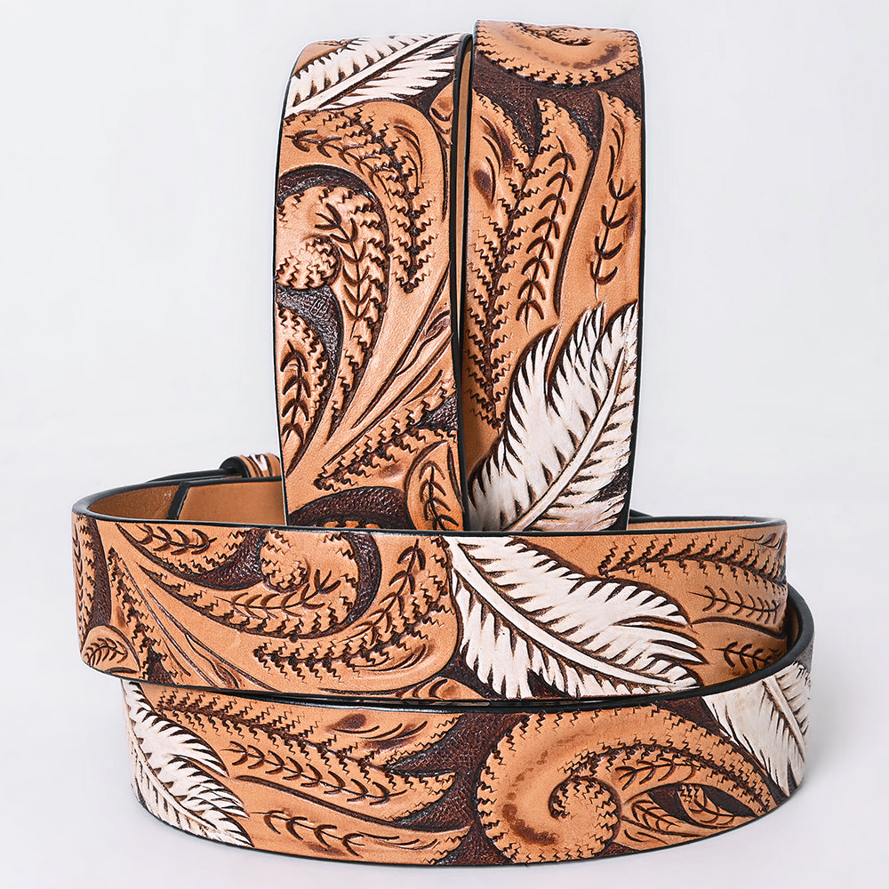 ADBLF359 Beautifully Hand Tooled Genuine American Leather Belt Men and Women
